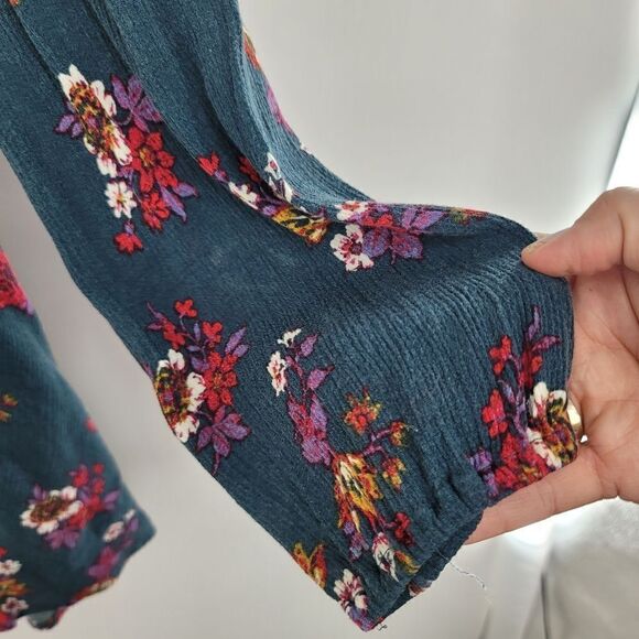 Free people electric orchard green floral mini dress tunic - Picture 8 of 13